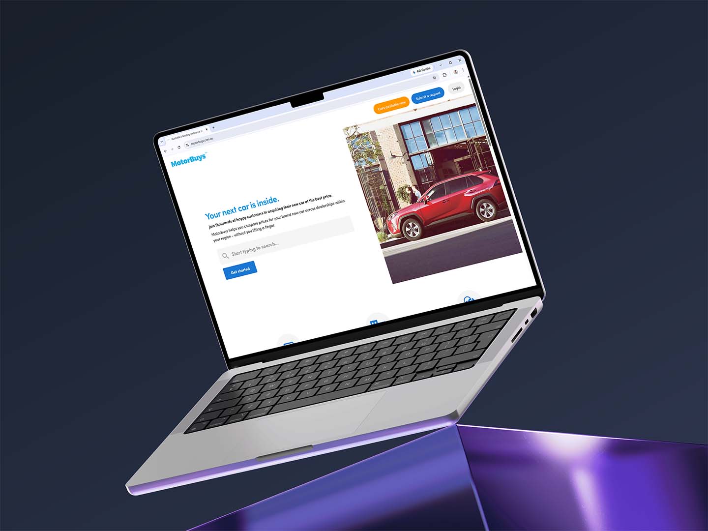 The Motorbuys platform in a browser — new-car price comparison across dealerships
