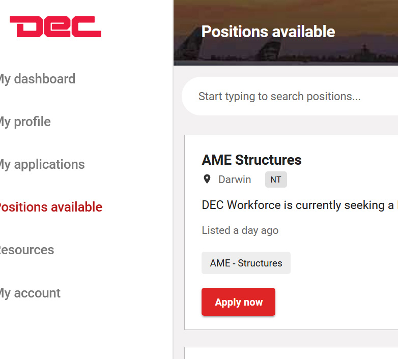 DEC Workforce dashboard